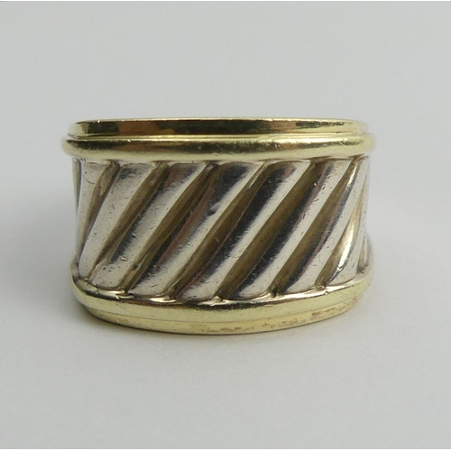 105 - David Yurman 14ct gold and silver ring, 9 grams, 14.1mm, size O1/2.