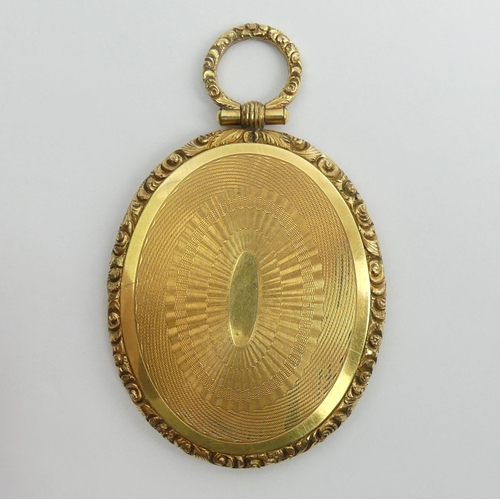 116 - Victorian gold plated picture locket, 33.5 grams, 78mm x 48mm.