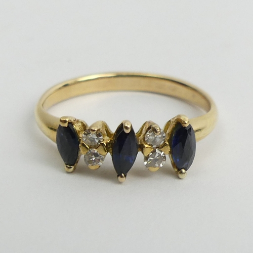 122 - 9ct gold sapphire and diamond ring, 2.7 grams, 6mm, size N.