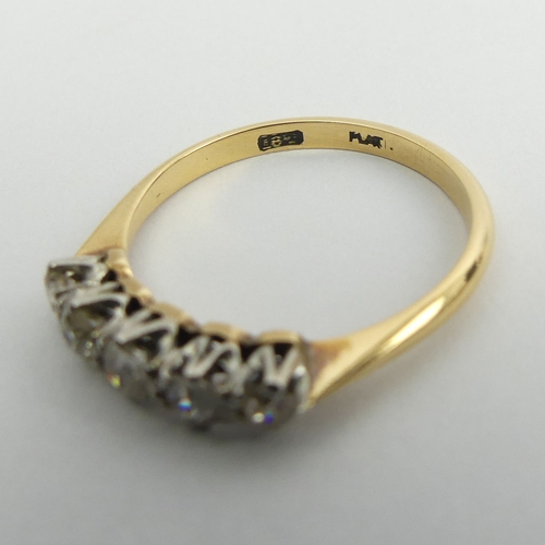 124 - 18ct gold five stone diamond ring, 2.2 grams, 3.8mm, size N.