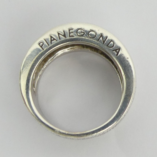 125C - Pianegonda designer silver ring, 12.8 grams, 9.9mm, size N.