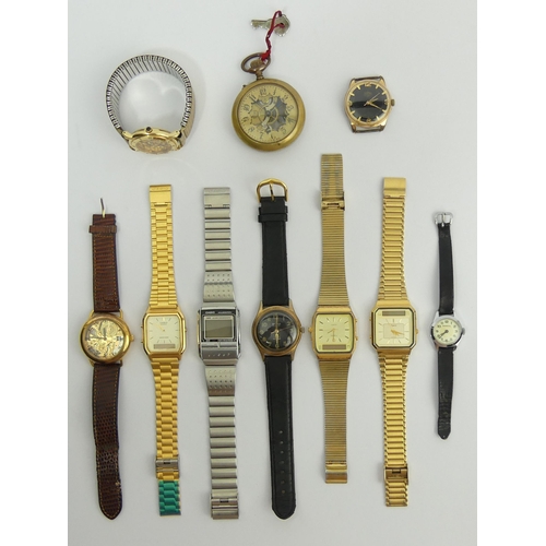 130D - A box of various old watches including visible movement examples.