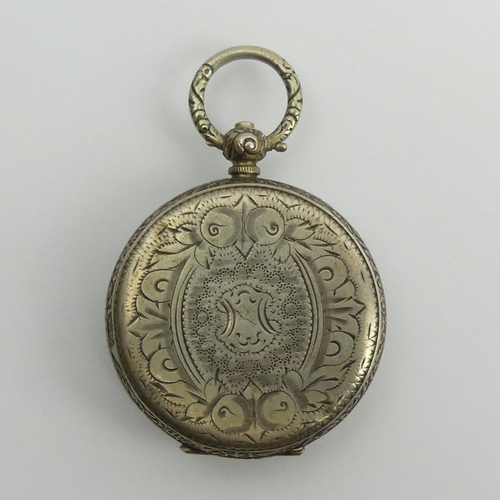 130B - Silver fancy dial open face key wind pocket watch, 39mm x 58mm.
Condition Report: In working order.