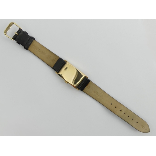 130E - 9ct gold Benson tank watch, case assayed for Birm.1955, 15 Jewel manual wind movement, 22mm x 39mm e... 