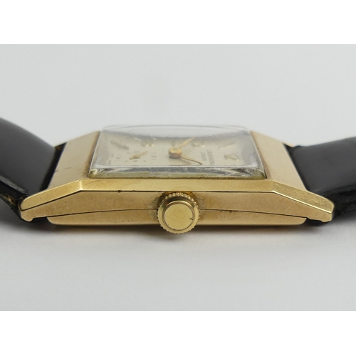 130E - 9ct gold Benson tank watch, case assayed for Birm.1955, 15 Jewel manual wind movement, 22mm x 39mm e... 