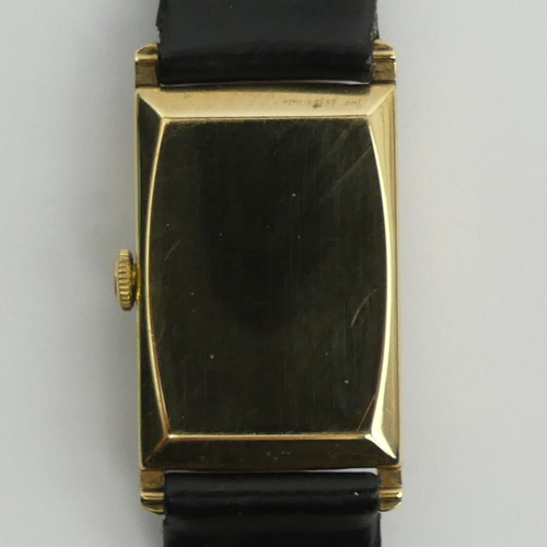 130E - 9ct gold Benson tank watch, case assayed for Birm.1955, 15 Jewel manual wind movement, 22mm x 39mm e... 