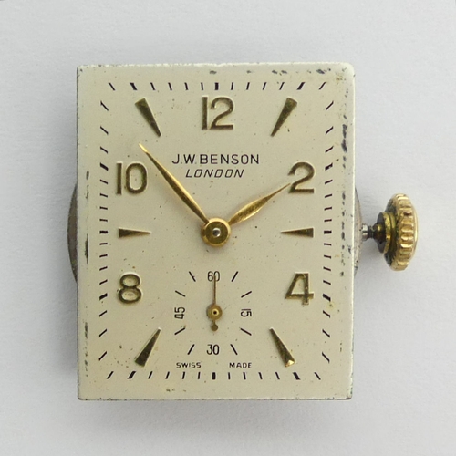 130E - 9ct gold Benson tank watch, case assayed for Birm.1955, 15 Jewel manual wind movement, 22mm x 39mm e... 