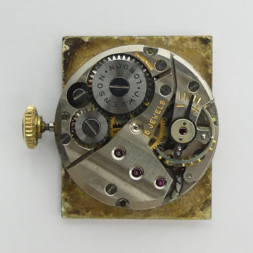 130E - 9ct gold Benson tank watch, case assayed for Birm.1955, 15 Jewel manual wind movement, 22mm x 39mm e... 