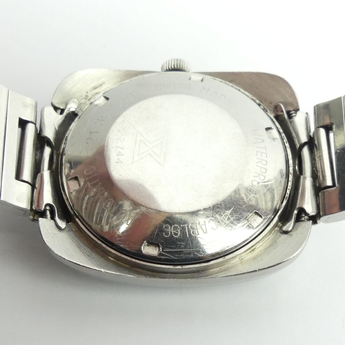 137 - Edox stainless Dyno-Mat date adjust gents watch, 37.5mm inc. button. 
Condition Report: In working o... 