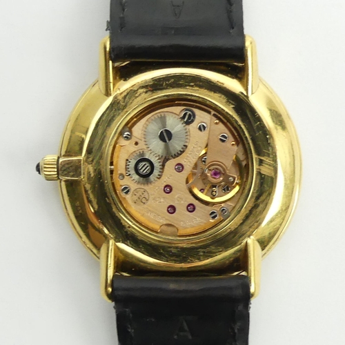 138 - Omega De Ville gold tone manual wind watch on a black leather strap, 35.3mm inc. button.
Condition R... 