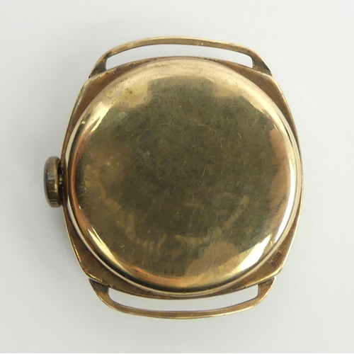 139 - Gents 9ct gold Everite manual wind watch, Birm. 1932, 18.1 grams gross, 31.6mm inc. button. Conditio... 