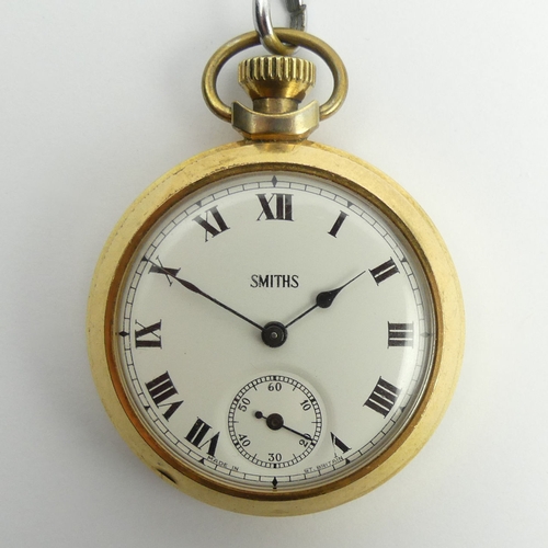 150 - Smiths gold tone pocket watch and Albert Chain, 65 x 50mm