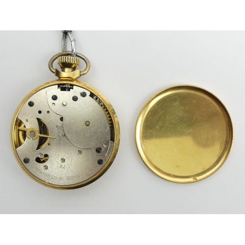 150 - Smiths gold tone pocket watch and Albert Chain, 65 x 50mm