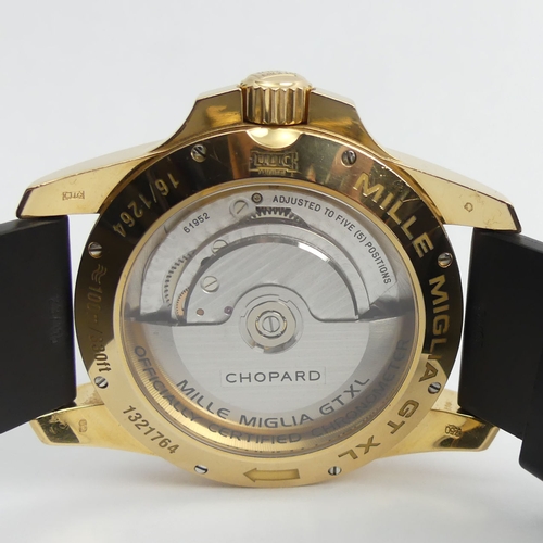 155A - 18ct gold Chopard Gran Turismo 1000 Mille Miglia GT XL Serial No 1321764 on a rubber strap with an 1... 