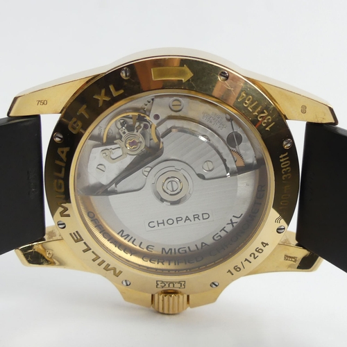 155A - 18ct gold Chopard Gran Turismo 1000 Mille Miglia GT XL Serial No 1321764 on a rubber strap with an 1... 