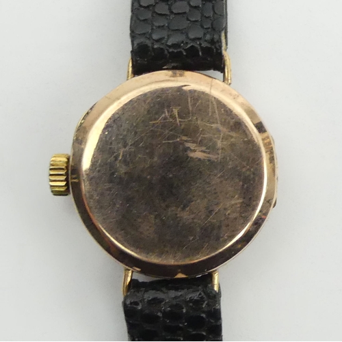 157 - Vintage 9ct gold ladies Prima movement Rolex watch on a Hirsch leather strap, 23.2mm inc. button.
Co... 