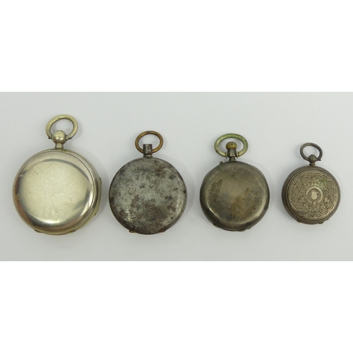 160A - Two silver pocket watches, various dates and two others, largest 80mm x 55mm.