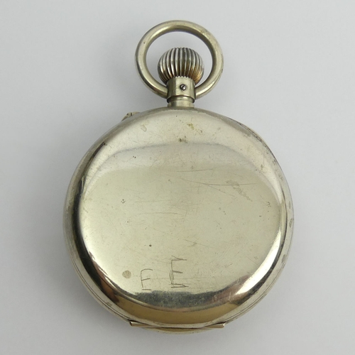 160B - Nickel cased oversize 8 day pocket watch, 13cm x 7cm.
Condition Report: In working order.