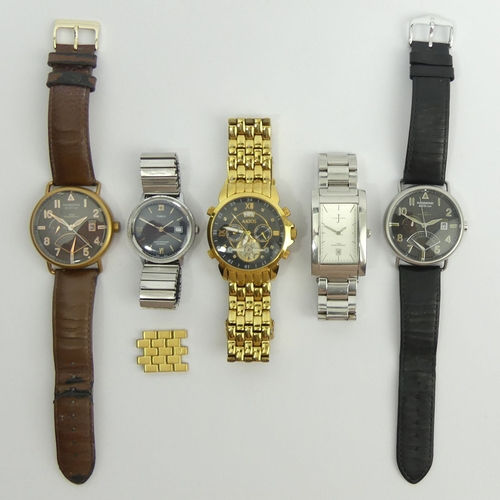 168A - Five gents watches including Timex, Aatos, and Hammond. UK Postage £12.