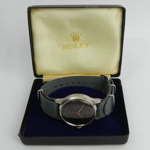 170 - Vintage Rolex chronograph dating, we believe, from the 1940's. It has a black gloss dial, manual win... 