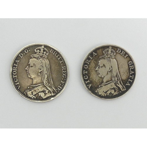 180A - 1887 Victoria half crown and a 1889 Victoria double florin.