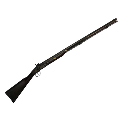 200D - 19th century percussion single 89cm barrel shotgun, obsolete calibre, 128cm overall.