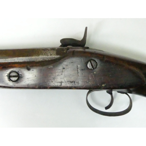 200D - 19th century percussion single 89cm barrel shotgun, obsolete calibre, 128cm overall.