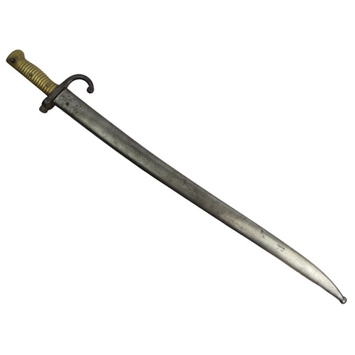 211 - French Chassepot socket bayonet and scabbard bayonet 70cm long, total length 71cm.