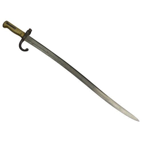 211 - French Chassepot socket bayonet and scabbard bayonet 70cm long, total length 71cm.