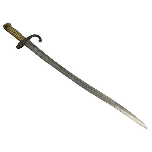 211 - French Chassepot socket bayonet and scabbard bayonet 70cm long, total length 71cm.