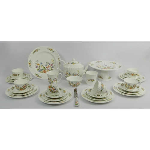 338 - Aynsley bone china tea set and plates, cottage garden design.