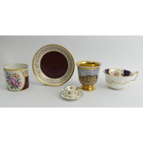 379 - 19th Century Copenhagen hand painted cabinet cup, Minton miniature floral cup and saucer, 19th Centu... 