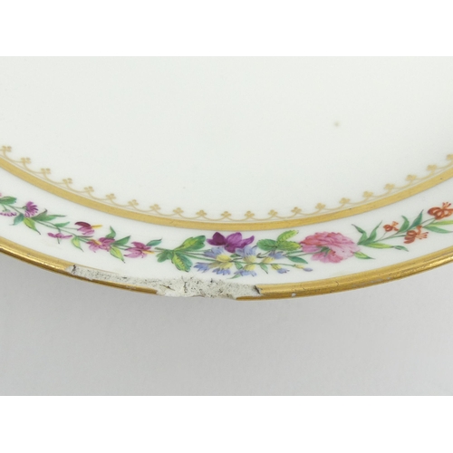 383 - Two Sevres twin handled porcelain dishes, decorated with a floral band, 27cm x 5cm.