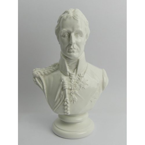 398 - Michael Sutty porcelain bust of The Duke of Wellington, 28cm.