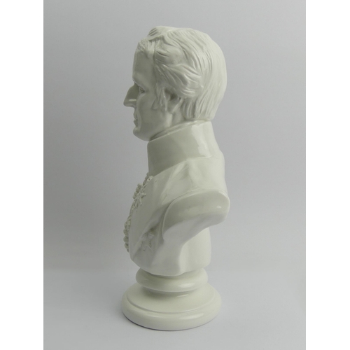 398 - Michael Sutty porcelain bust of The Duke of Wellington, 28cm.