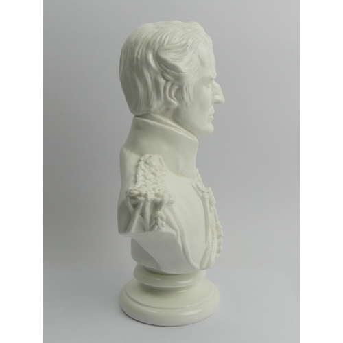 398 - Michael Sutty porcelain bust of The Duke of Wellington, 28cm.