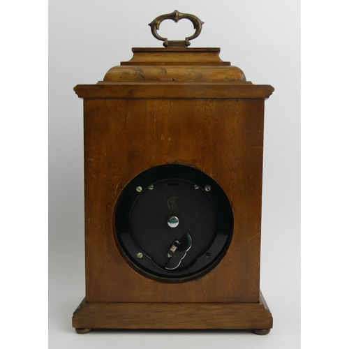 407 - Mappin & Webb Elliott burr walnut cased mantel clock, 28cm x 17cm.