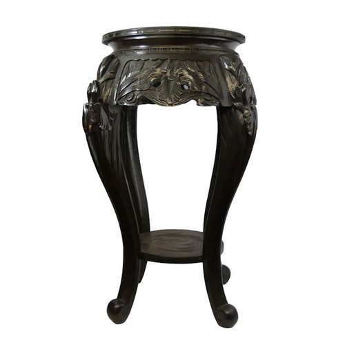 495 - Early 2oth century Chinese carved wooden jardiniere stand. 77cm. Collection only.