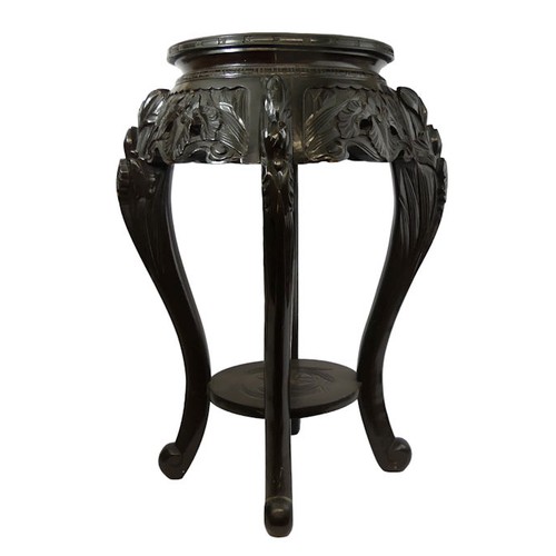 495 - Early 2oth century Chinese carved wooden jardiniere stand. 77cm. Collection only.