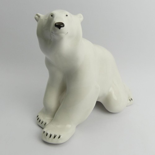 397 - Large USSR Lomonosov pottery polar bear, 28cm.