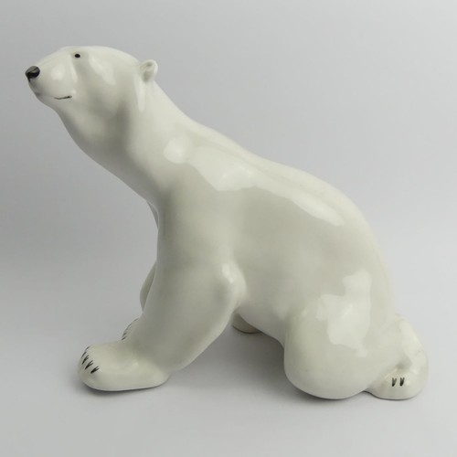 397 - Large USSR Lomonosov pottery polar bear, 28cm.