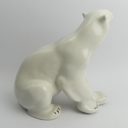 397 - Large USSR Lomonosov pottery polar bear, 28cm.