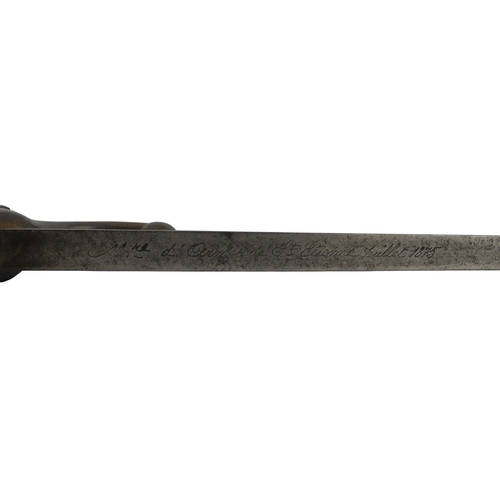 228 - French Chassepot bayonet, the signed blade dated 1875, overall length 59.5 cm.