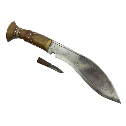 265 - Ornate World War II Gurkha Kukri, 36cm.