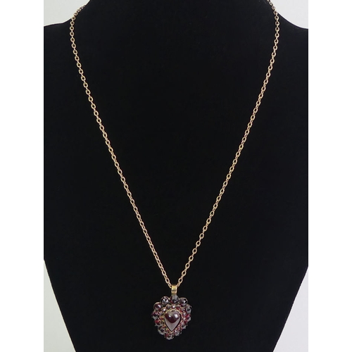 100 - 9ct gold bohemian pendant and 9ct gold chain, 7.1 grams, pendant 19mm x 27mm, chain 42cm.