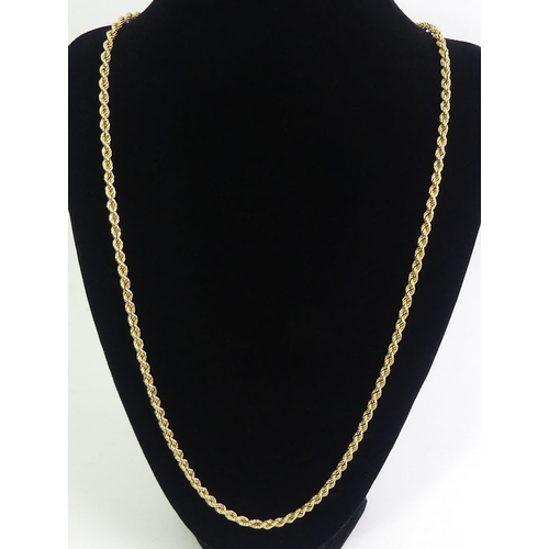 101 - 9ct gold Italian rope twist chain necklace, 7 grams, 60cm x 3.6mm.