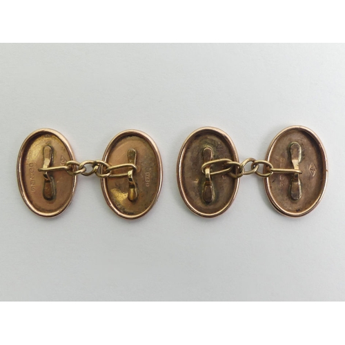 115 - A pair of 9ct rose gold cufflinks, Birm.1931, 3.8 grams, 18.4mm x 13mm.