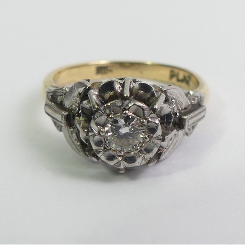 123 - 18ct gold and platinum diamond ring (approx. .25ct), 4.7 grams, 10mm, size O.