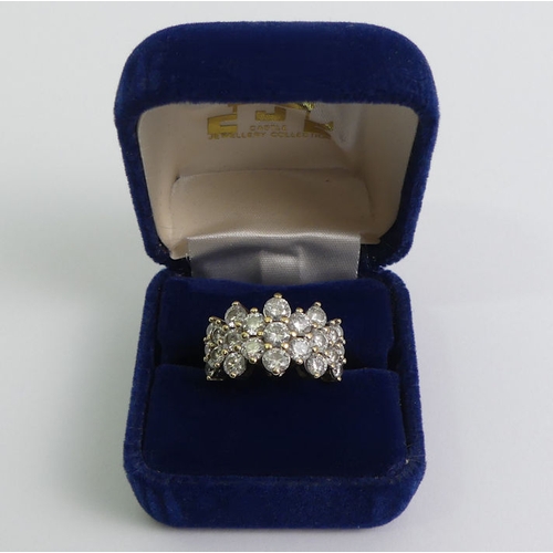 15 - 9ct gold diamond ring (approximately 3 carats), 6.3 grams, 12.4mm, size L.