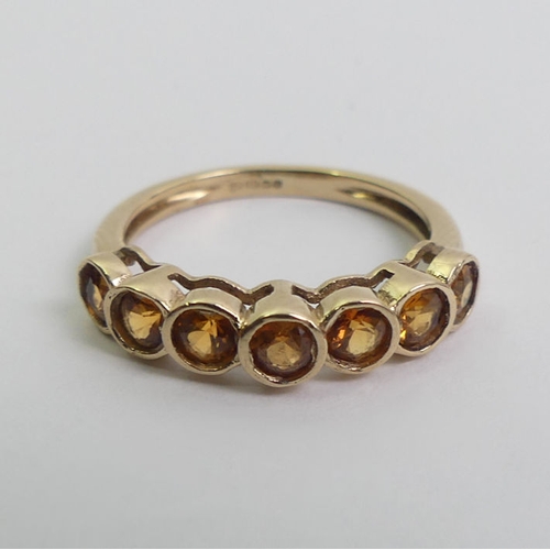 16 - 9ct gold seven stone citrine ring, 1.8 grams, 4.1 mm, size J 1/2.